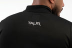 Black jacket with 'TAUR' logo on the back against a white background